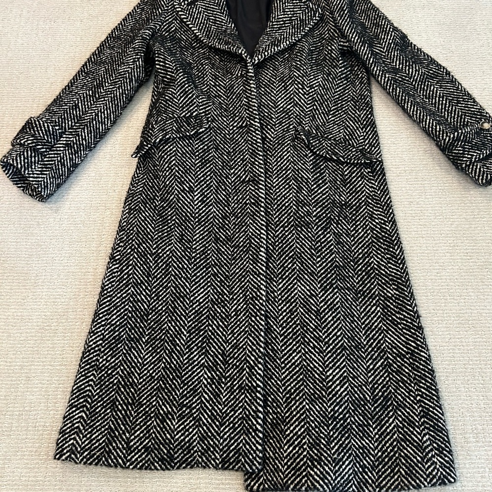 Veronica Beard Black Trench Coat Classic Tailored Wool